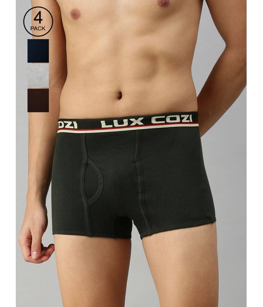 Pack of 4 Lux Cozi - Multicolor Cotton Blend Men's Trunks Pack of 4 Lux Cozi - Multicolor Cotton Blend Men's Trunks