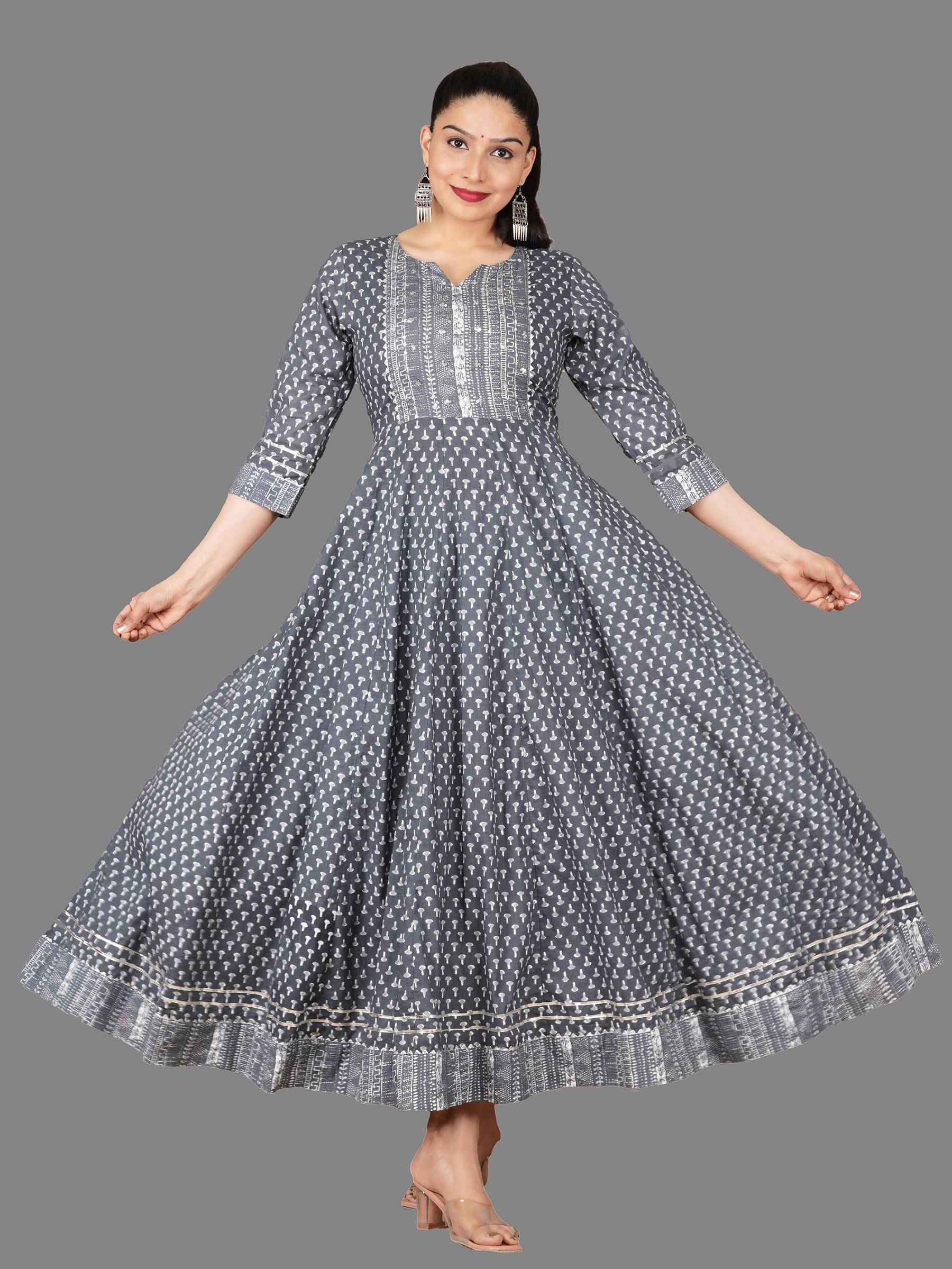     			Mishree Collection - Grey Cotton Women's Anarkali Kurti ( Pack of 1 )