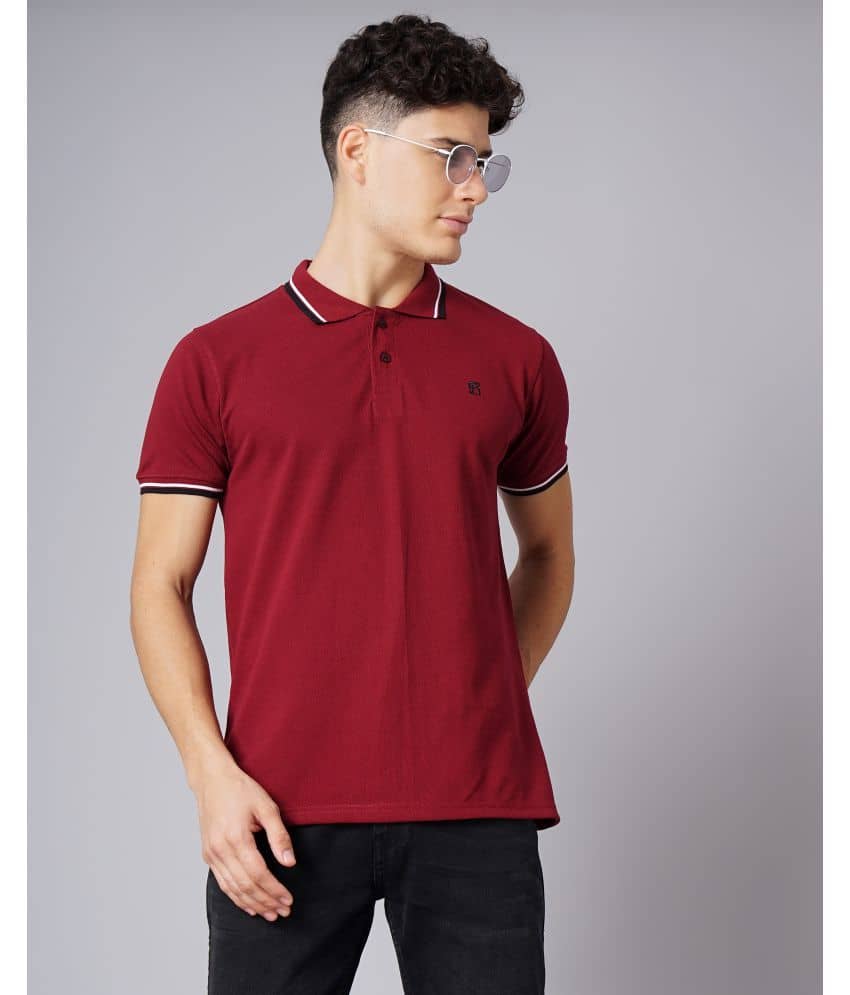 Paul Street Pack of 1 Cotton Slim Fit Solid Half Sleeves Men's Polo T Shirt ( Maroon )