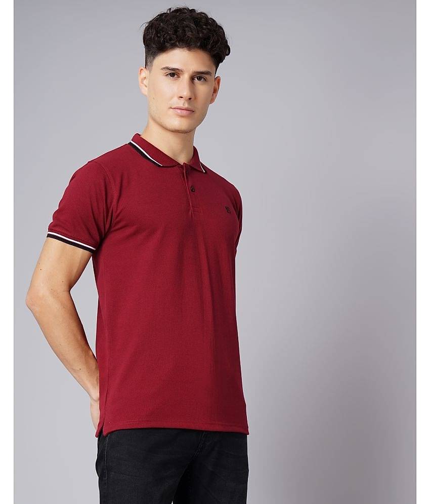 Paul Street Pack of 1 Cotton Slim Fit Solid Half Sleeves Men's Polo T Shirt ( Maroon )