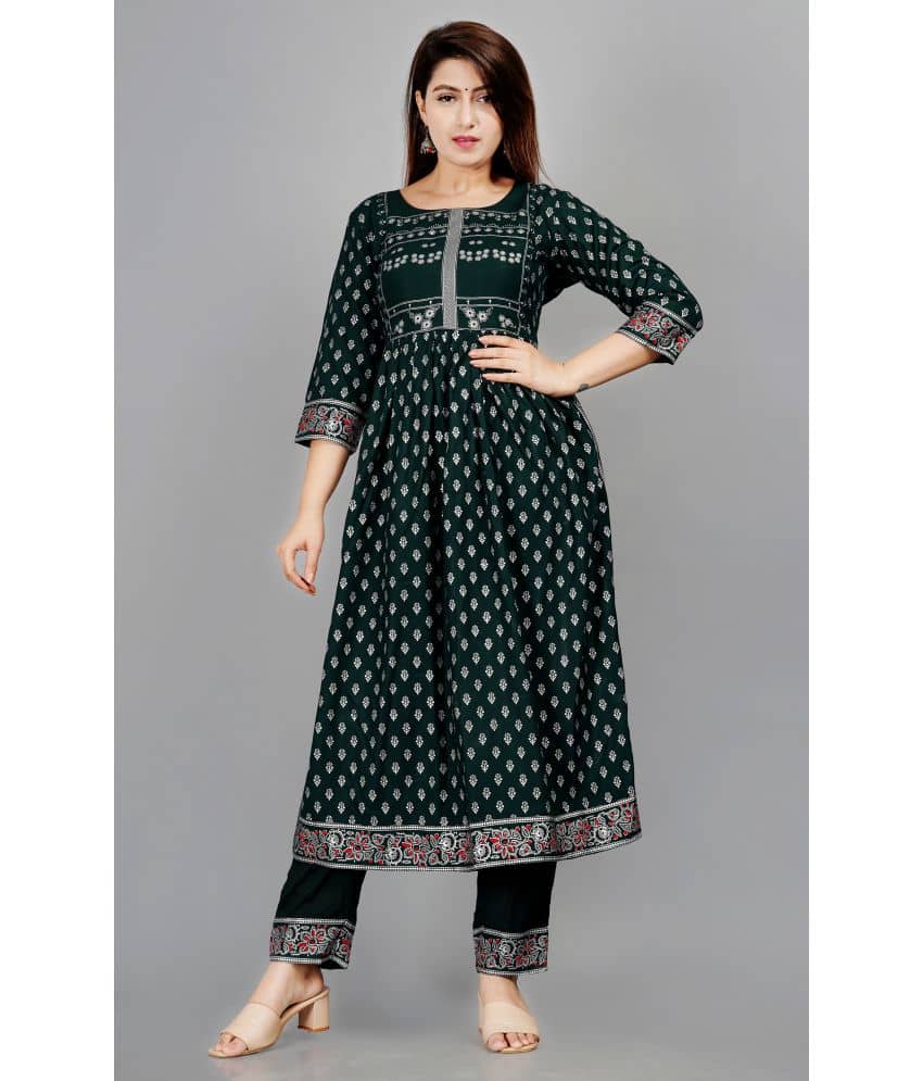 SIPET - Green Straight Rayon Women's Stitched Salwar Suit ( Pack of 1 )