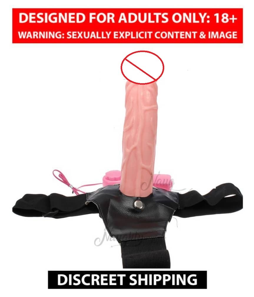 kamahouse 7 inch Big Hollow Strap On Dildo with Vibration and belt Female Sex Toy