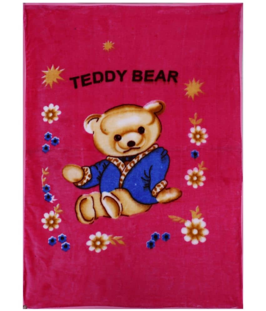 AJ Home - Pink Flannel Hooded Baby Blanket ( Pack of 1 )