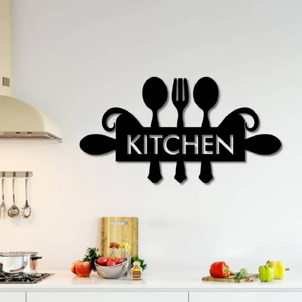 Asmi Collection Black MDF Wood Kitchen 3D Wall Sticker ( 18 x 30 cms )