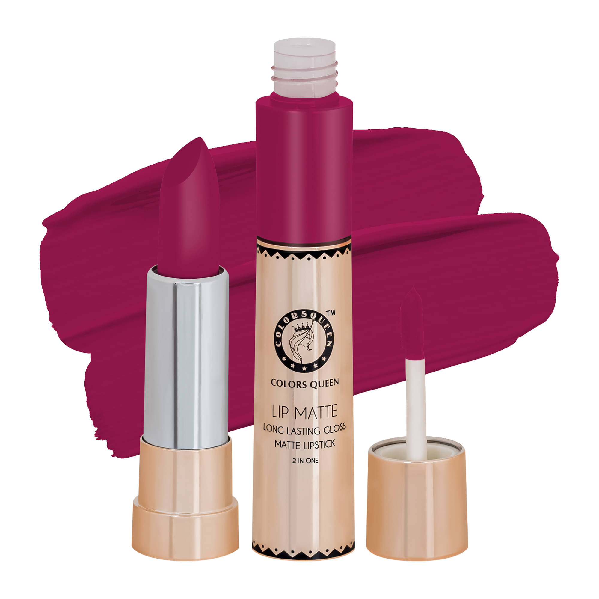     			Colors Queen 2 in 1 Matte Finish Water Proof Lipstick Pink (Shade - 30)