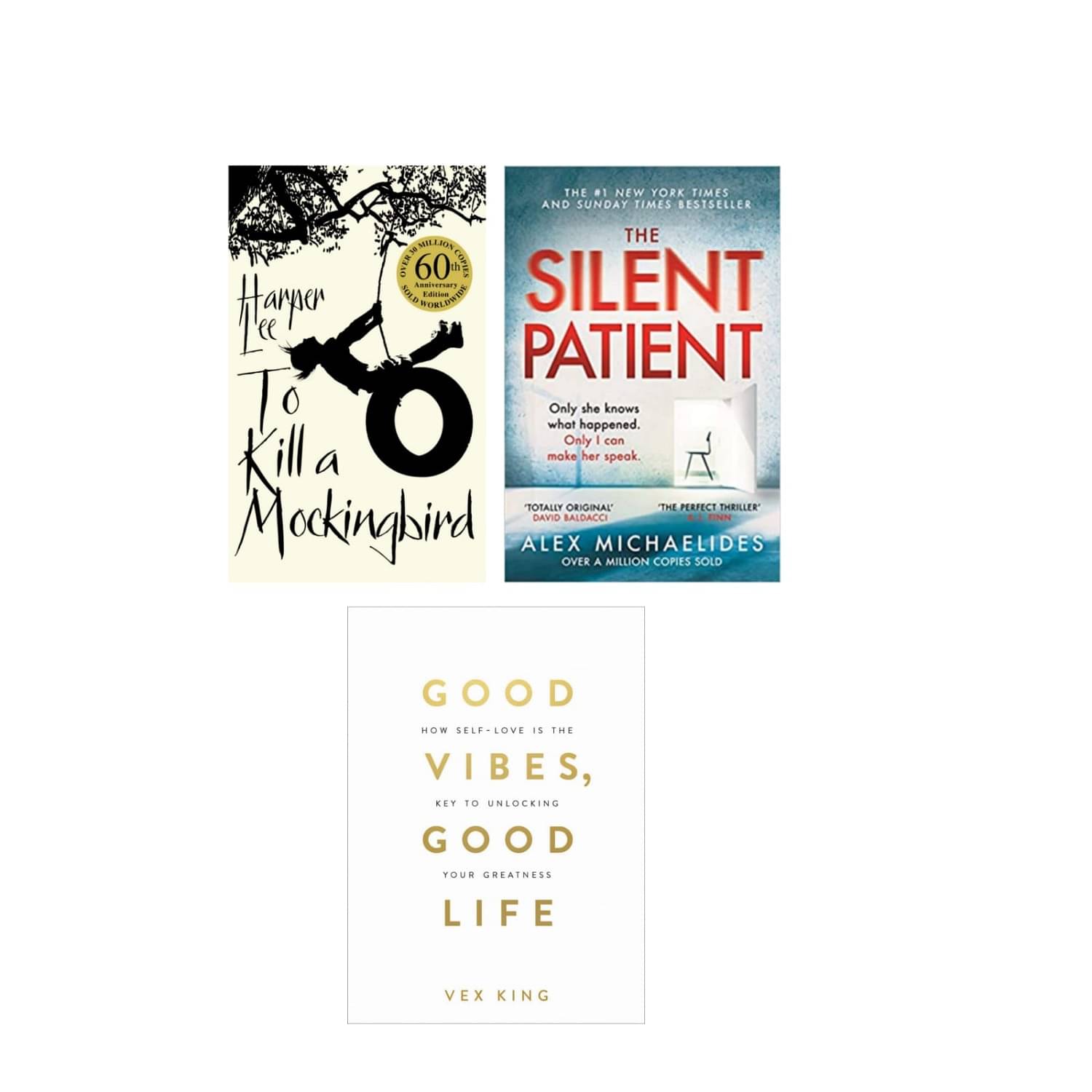 ( Combo of 3 books ) The Silent Patient & To Kill A Mockingbird & Good Vibes, Good Life - Paperback ( Combo of 3 books ) The Silent Patient & To Kill A Mockingbird & Good Vibes, Good Life - Paperback
