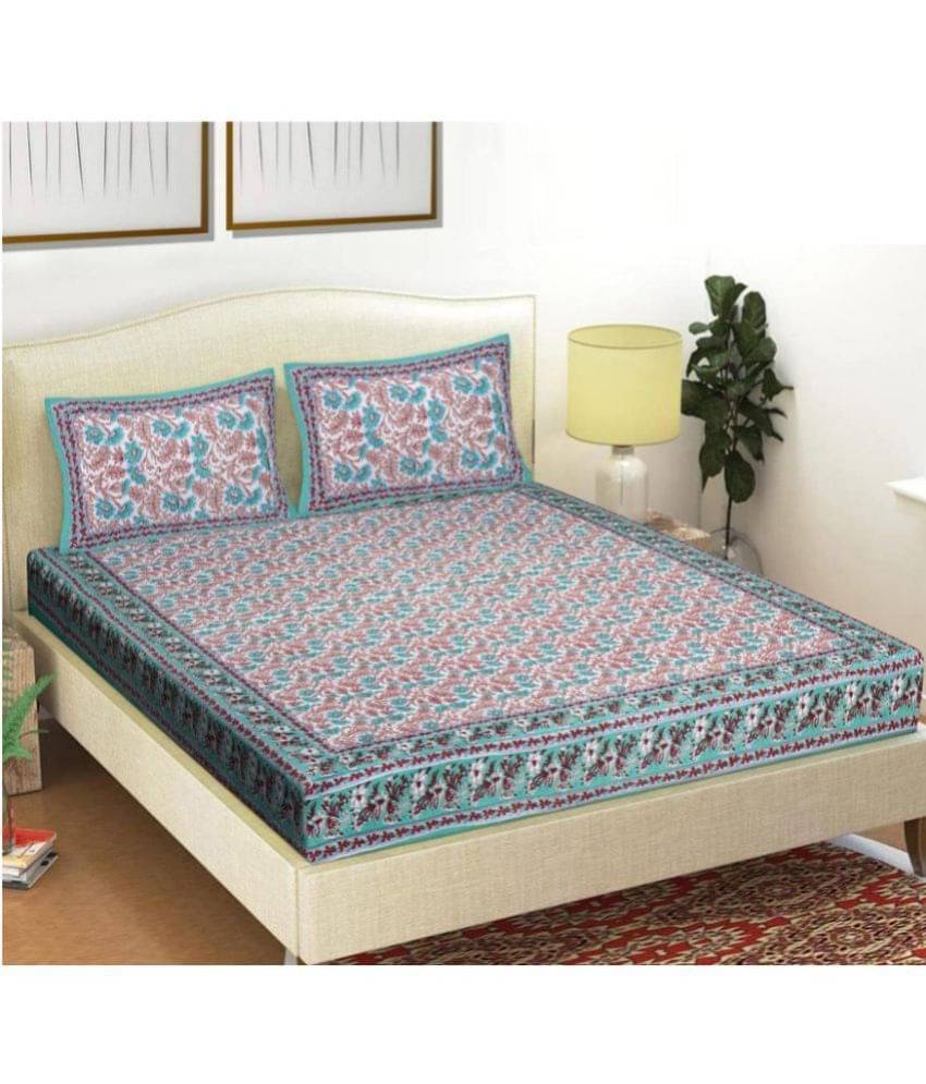 FrionKandy Living Cotton Double Bedsheet ( Green ) FrionKandy Living Cotton Double Bedsheet ( Green )