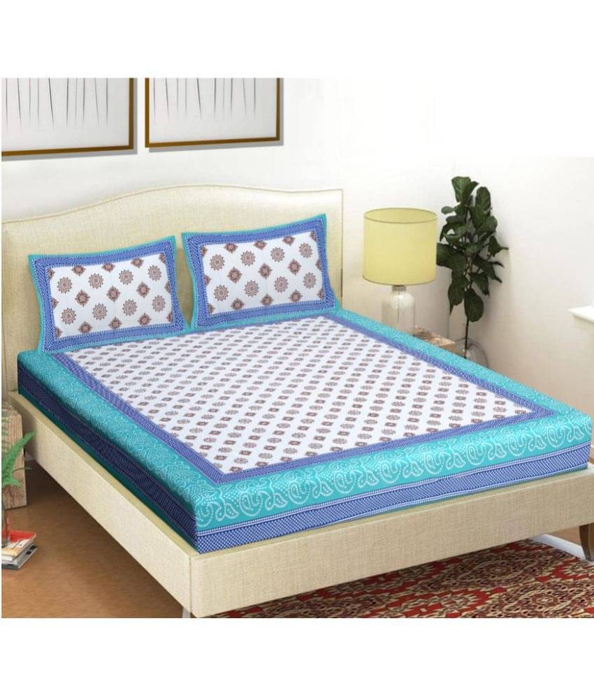 FrionKandy Living Cotton Double Bedsheet ( Green ) FrionKandy Living Cotton Double Bedsheet ( Green )