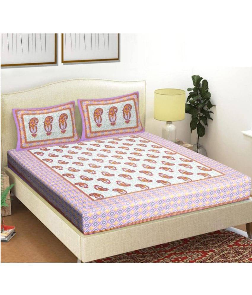     			FrionKandy Living Cotton Double Bedsheet ( Purple )