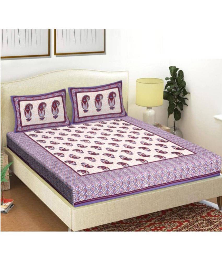 FrionKandy Living Cotton Double Bedsheet ( Purple ) FrionKandy Living Cotton Double Bedsheet ( Purple )