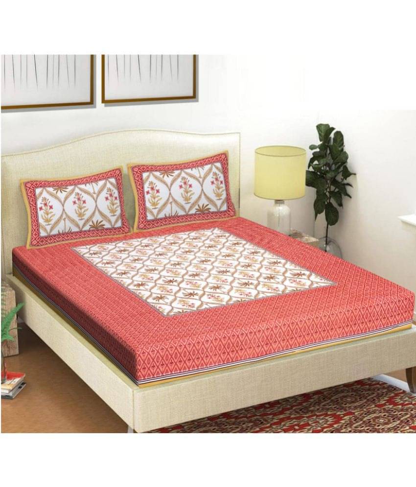 FrionKandy Living Cotton Double Bedsheet ( Red ) FrionKandy Living Cotton Double Bedsheet ( Red )