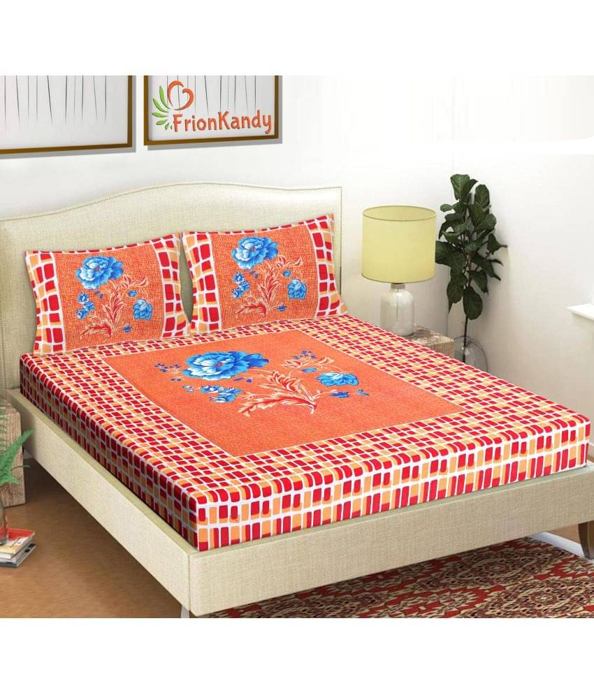     			FrionKandy Living Cotton Double Bedsheet ( Red )