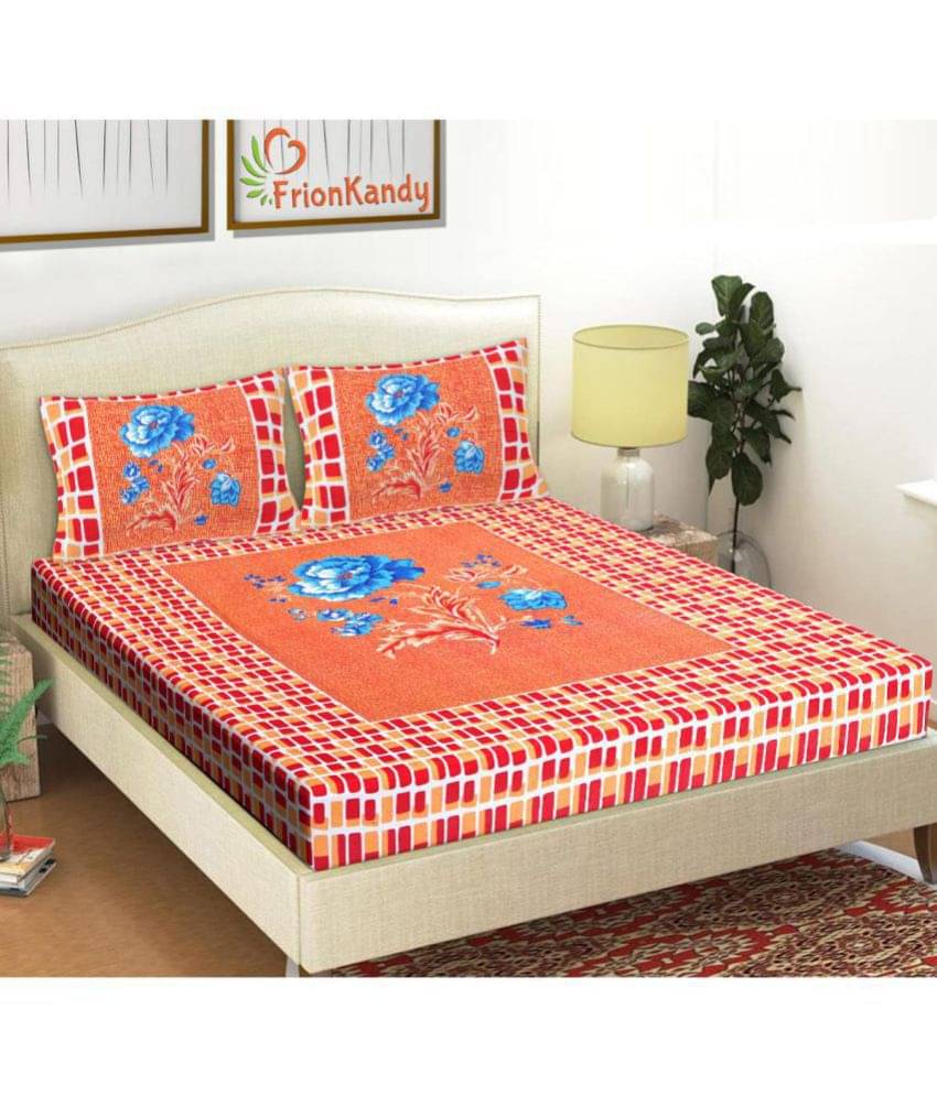     			FrionKandy Living Cotton Double Bedsheet ( Red )