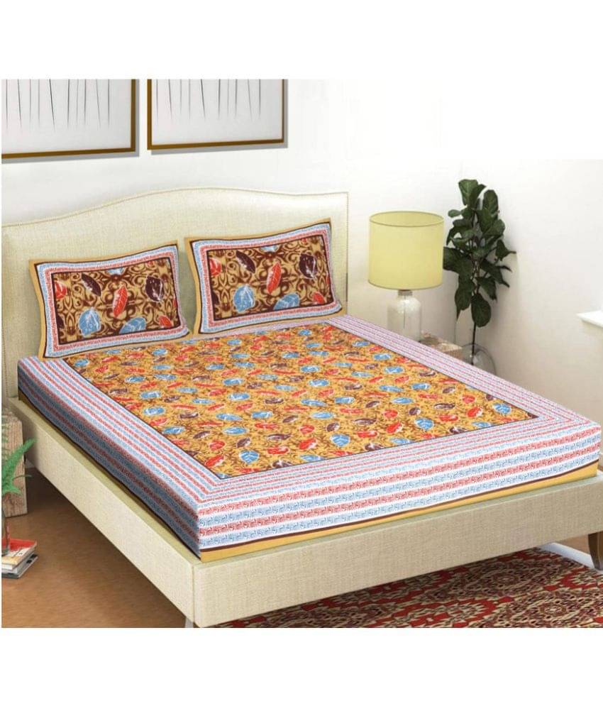     			FrionKandy Living Cotton Double Bedsheet ( Yellow )