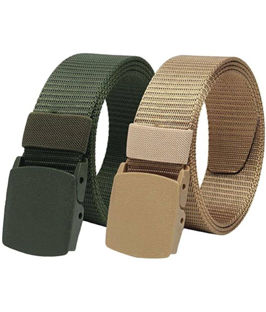Kingluster - Green Nylon Men's Casual Belt ( Pack of 2 ) Kingluster - Green Nylon Men's Casual Belt ( Pack of 2 )