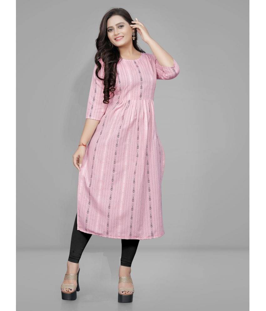     			Lerkiza - Pink Cotton Blend Women's Straight Kurti ( Pack of 1 )