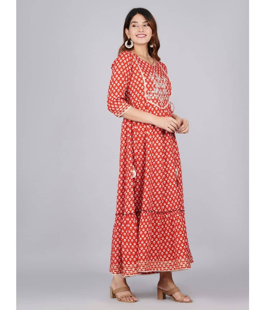 Mishree Collection - Red Rayon Women's Anarkali Kurti ( Pack of 1 ) - Kurtis, Tunics | Buy online on ZillyBuy