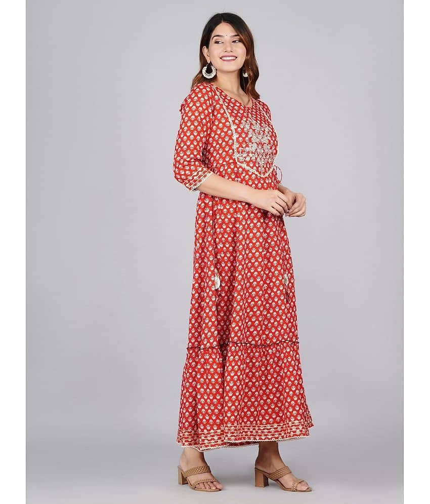 Mishree Collection - Red Rayon Women's Anarkali Kurti ( Pack of 1 ) - Kurtis, Tunics | Buy online on ZillyBuy