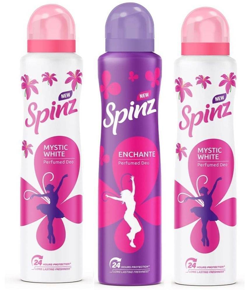     			Spinz - 1 ENCHANTE, 2 MYSTIC WHITE ,150 ML Deodorant Roll-ons for Women,Men 450 ml ( Pack of 3 )
