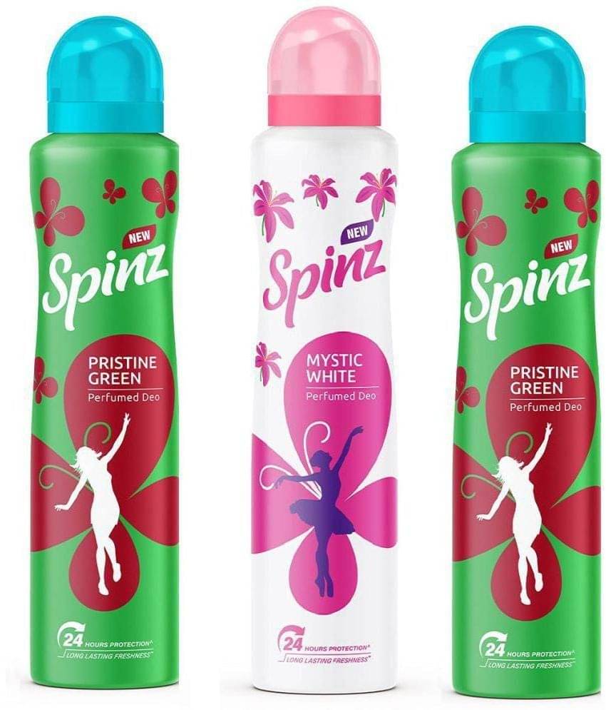     			Spinz - 2 PRISTINE GREEN 1 MYSTIC DEO,150 ML Deodorant Roll-ons for Men,Women,Unisex 450 ml ( Pack of 3 )