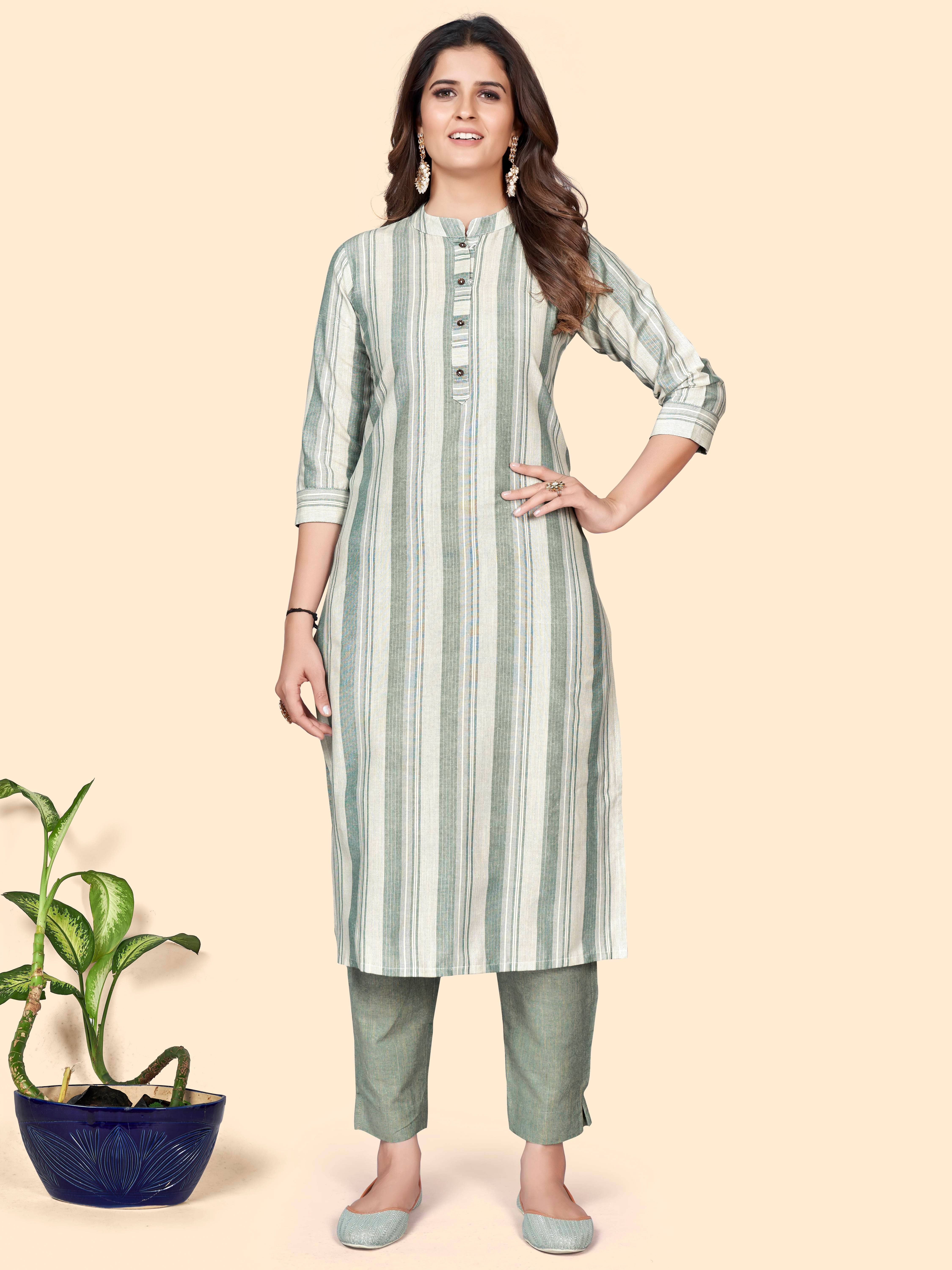 Vbuyz - Green Cotton Blend Women's Straight Kurti ( Pack of 1 ) - Kurtis, Tunics | Buy online on ZillyBuy