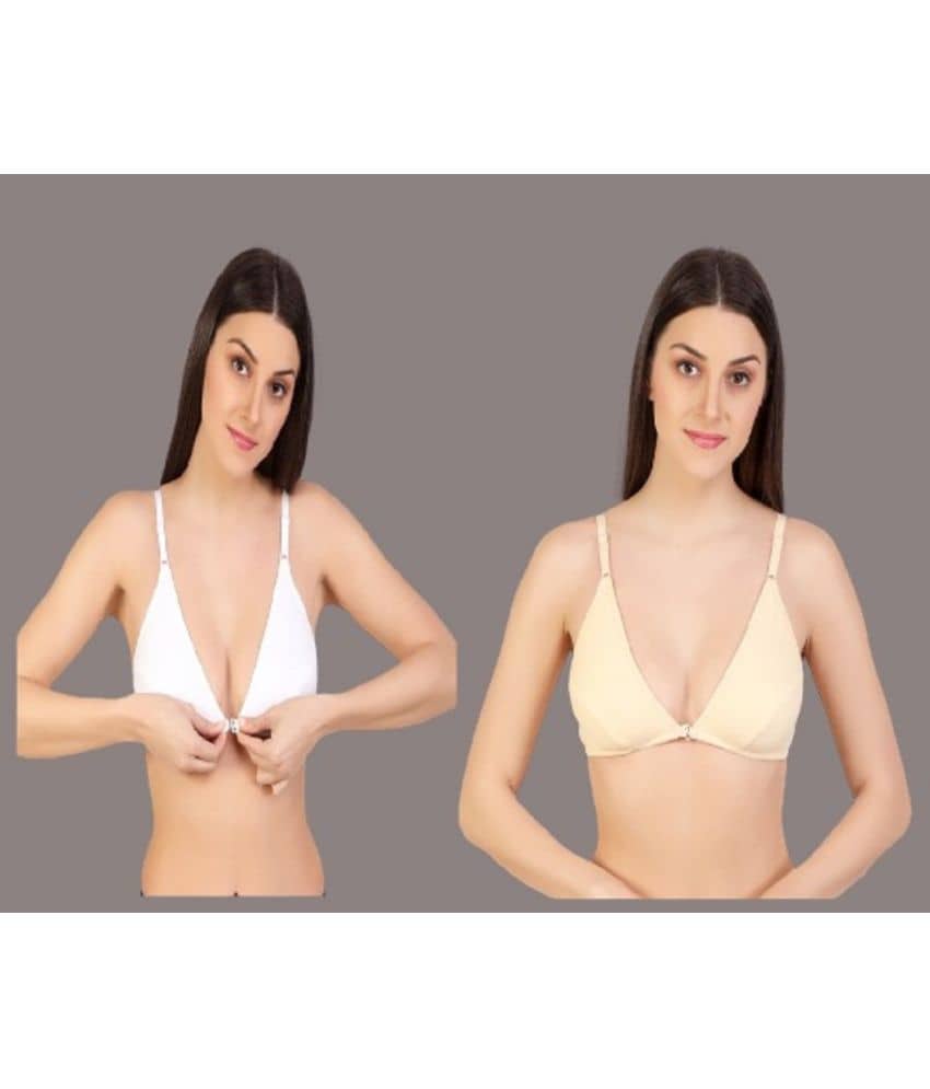 Zourt Pack of 2 Cotton Non Padded Women's Everyday Bra ( Multicolor )