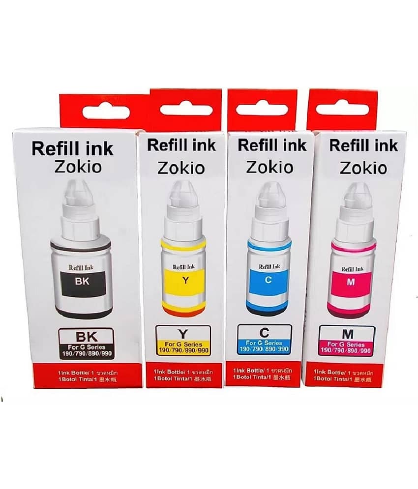 zokio For Gi-790 G2010 Multicolor Pack of 4 Cartridge for Inkjet Printers G1000,G1010,G1100,G2000,G2002,G2010,G2012,G2100,G3000,G3010,G3012,G3100,G4000,G4010