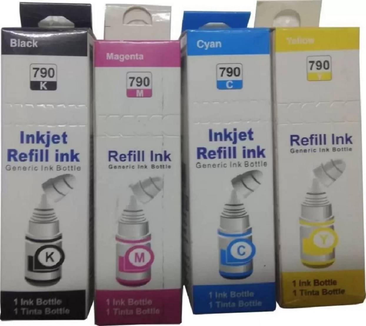     			zokio For Gi-790 G3010 Multicolor Pack of 4 Cartridge for 790 INK G1000 , G1010 , G1100 , G2000 , G2002 , G2010 , G2012 , G2100 , G3000 , G3010