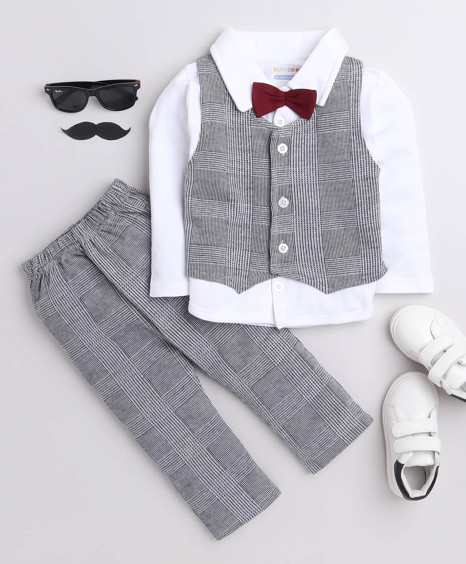     			BUMZEE Pack of 1 Baby Boys Cotton Shirt & Trouser ( Gray )
