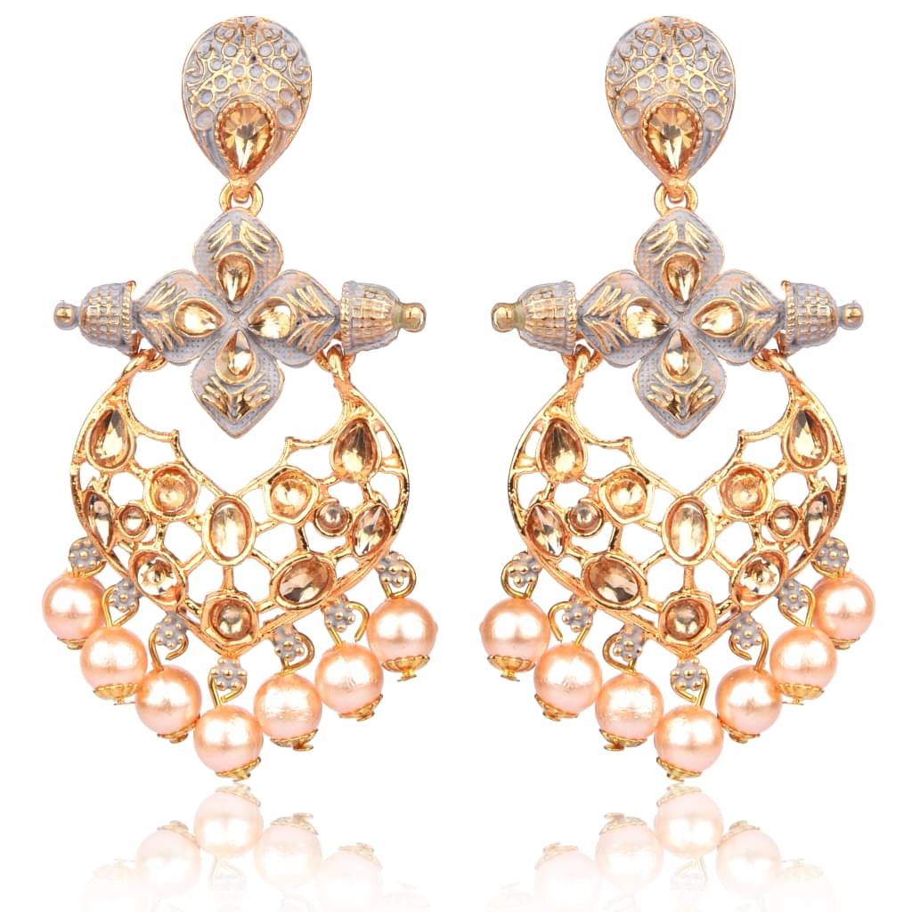     			Darshini Designs - Gray Chandbalis Earrings ( Pack of 1 )