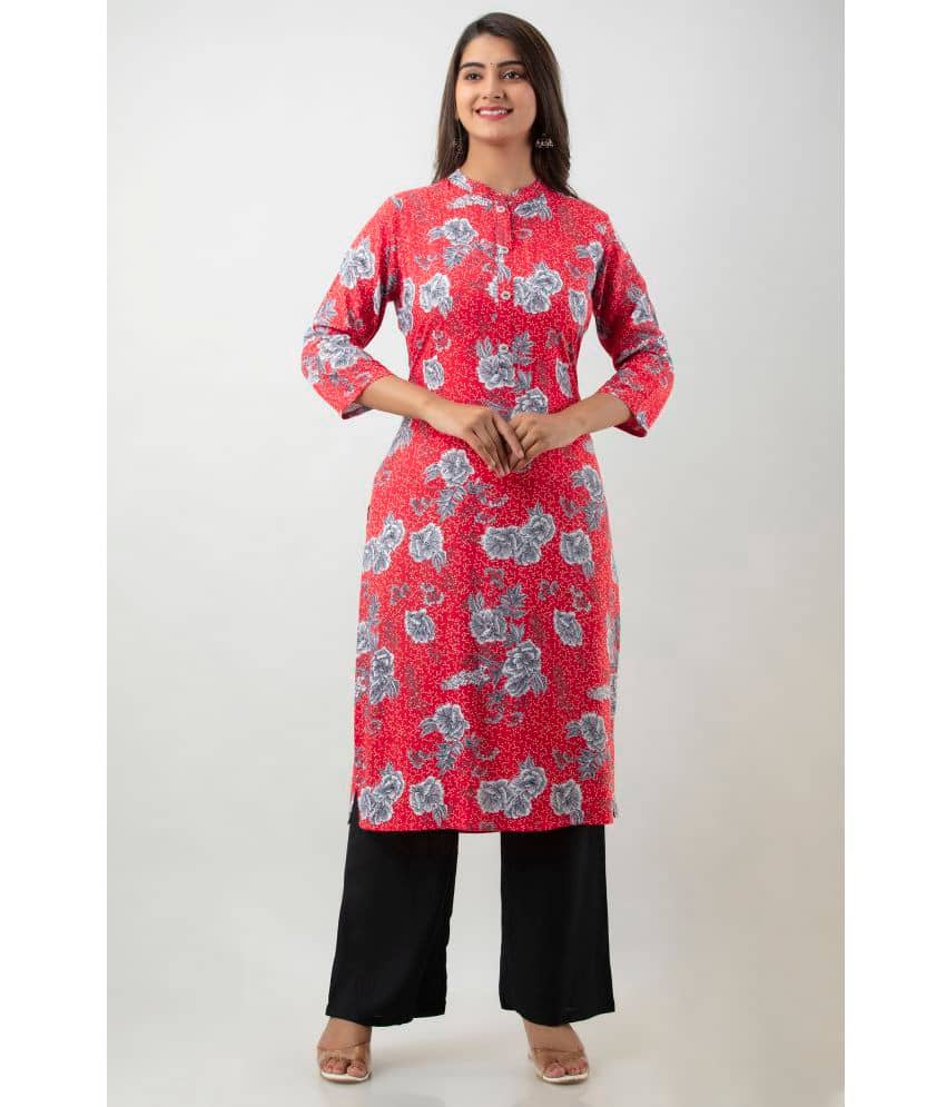 MAUKA - Red Straight Rayon Women's Stitched Salwar Suit ( Pack of 1 )