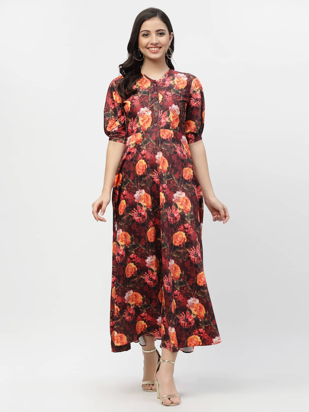     			MISS AYSE Women Satin Printed A-line Dress ( Multi Color )