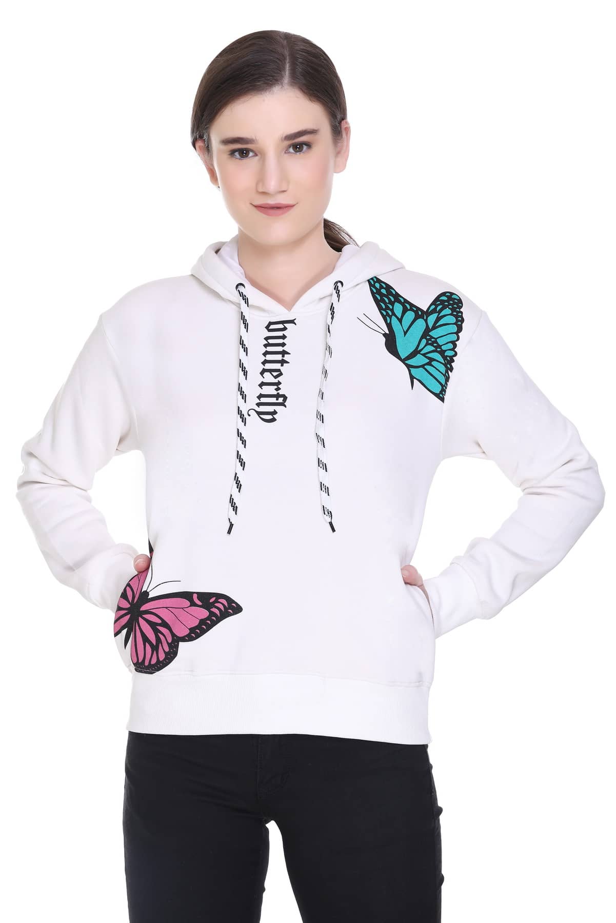 RF RAVES Fleece Off White Hooded Sweatshirt