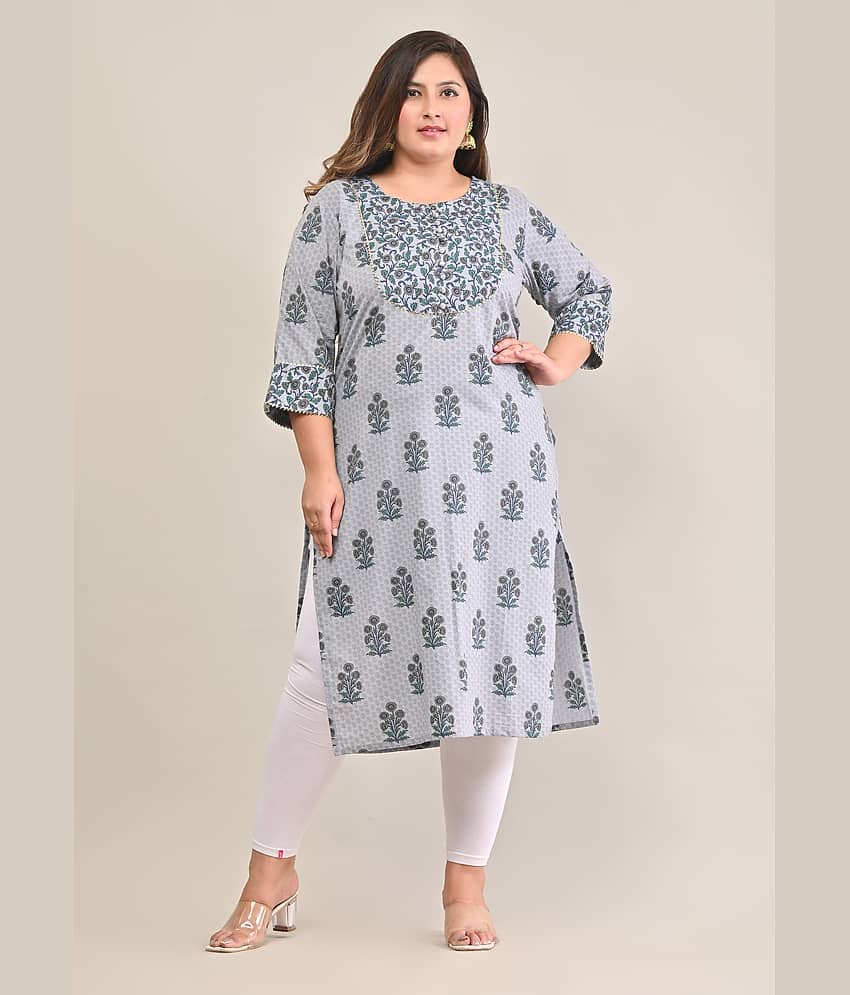 Swasti - Grey 100% Cotton Women's Straight Kurti ( Pack of 1 ) - Kurtis, Tunics | Buy online on ZillyBuy