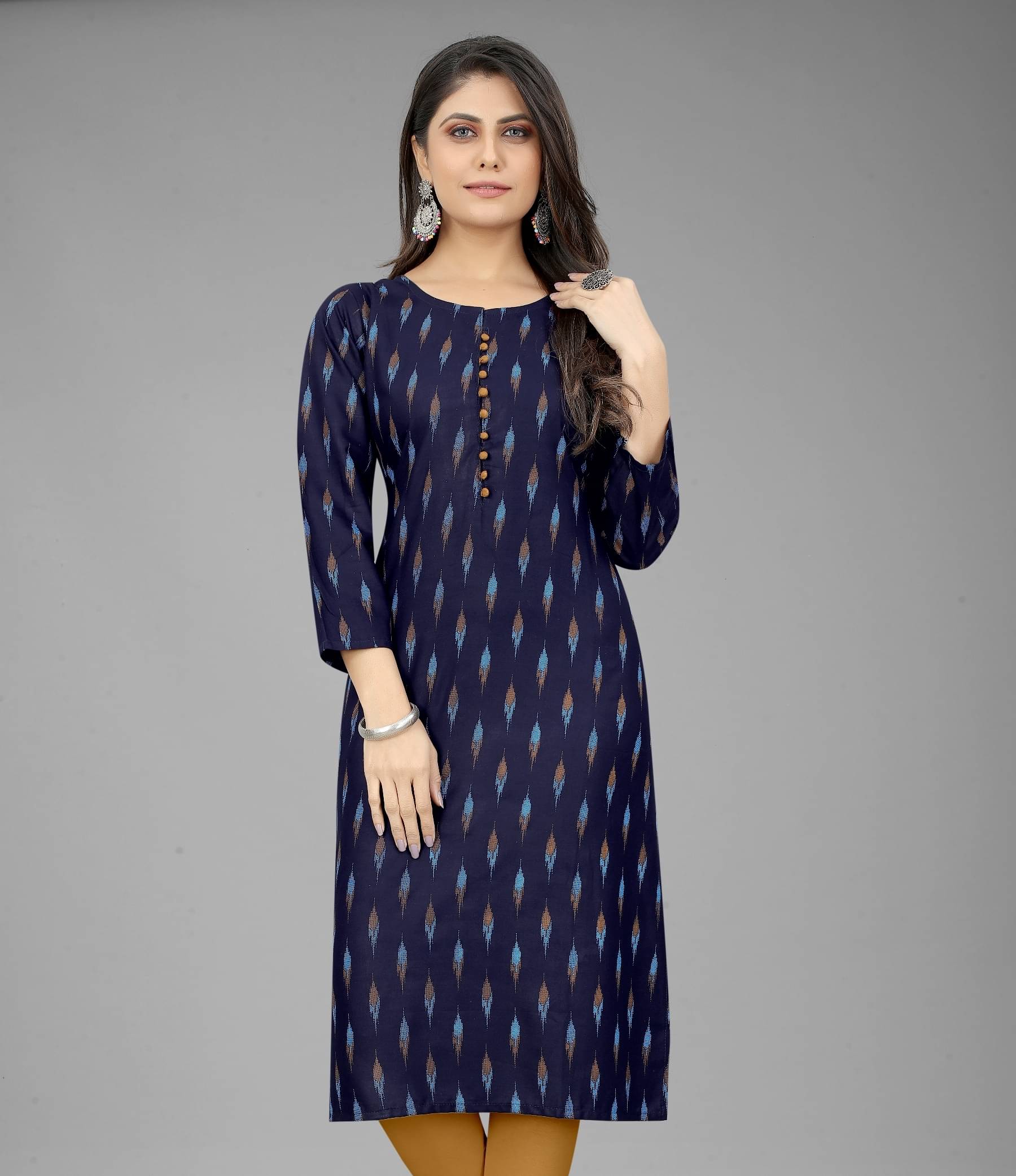     			dk life style - Blue Rayon Women's Straight Kurti ( Pack of 1 )