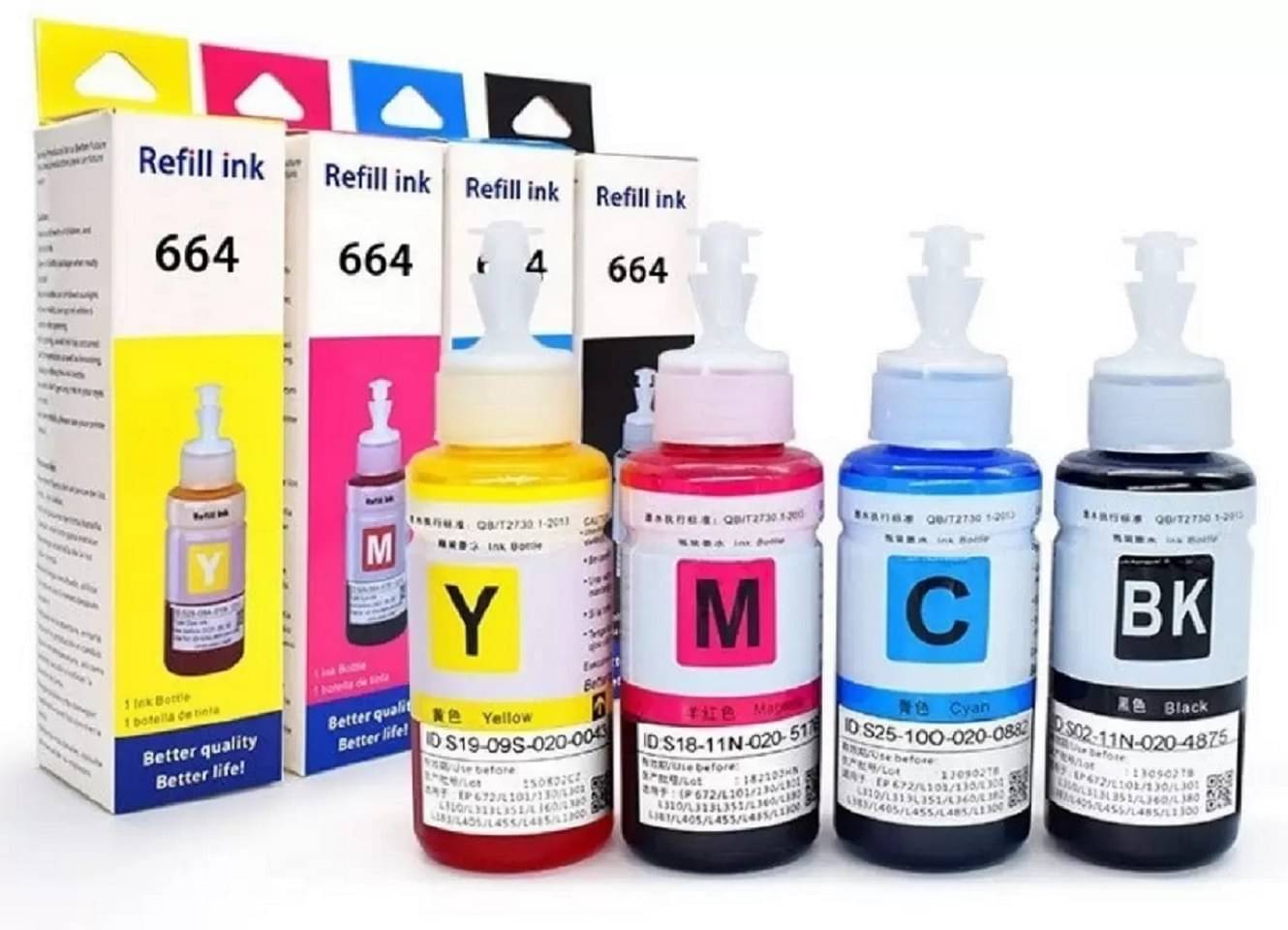     			zokio 664 L210 EPS0N Multicolor Pack of 4 Cartridge for Refill For EPS0N T664 L100 , L110 , L130 , L200 , L210 , L220 , L300 , L1300 , L310 , L350 , L360
