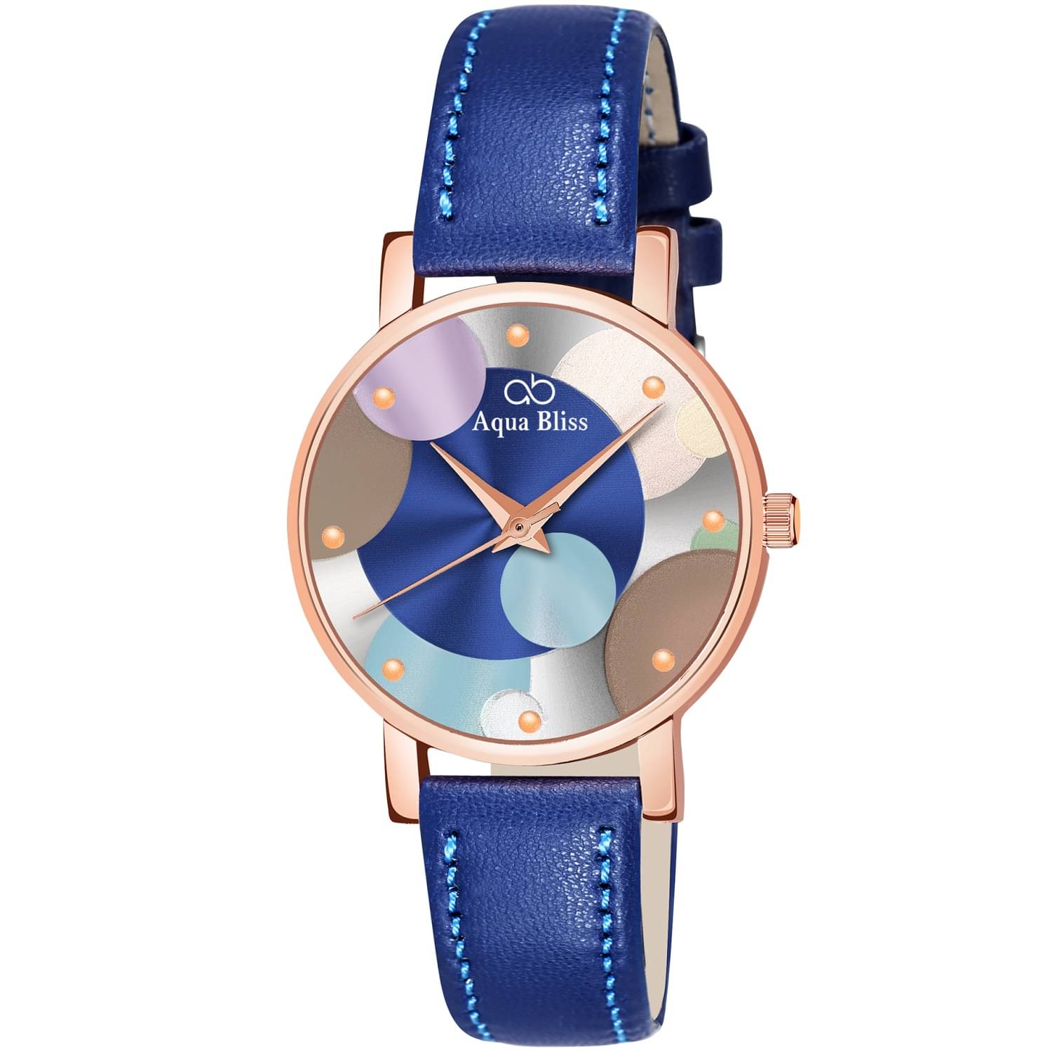     			AQUA BLISS - Blue Leather Analog Womens Watch