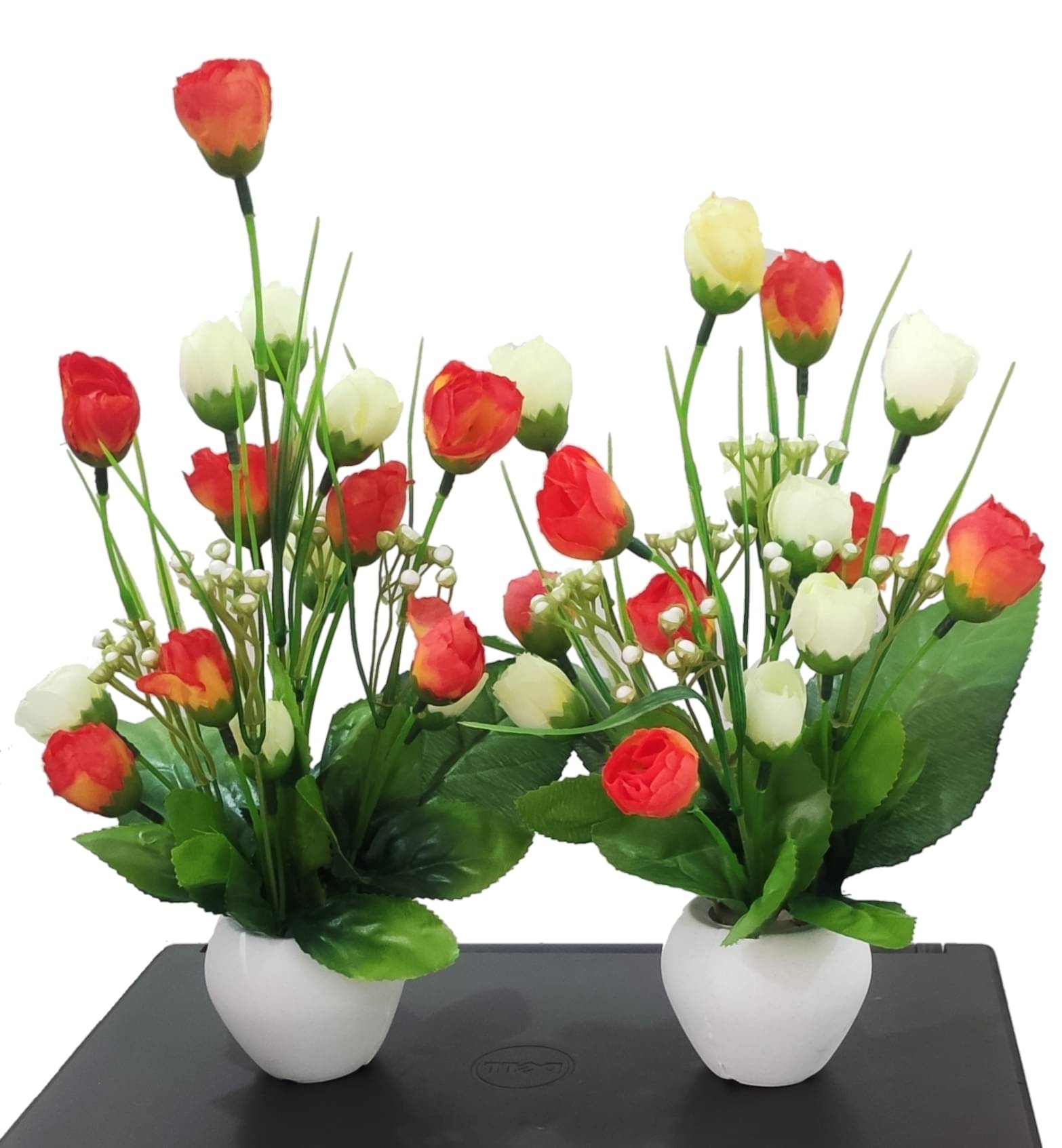     			BAARIG - Orange Rose Artificial Flower ( Pack of 2 )