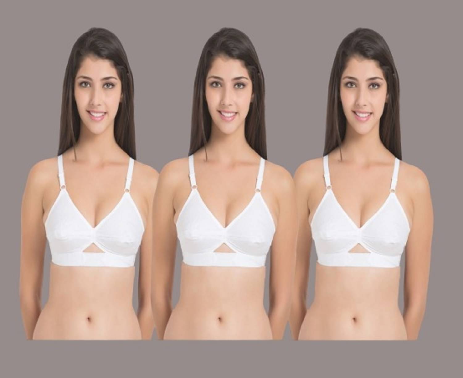 Desiprime Pack of 3 Cotton Non Padded Women's Everyday Bra ( White ) Desiprime Pack of 3 Cotton Non Padded Women's Everyday Bra ( White )