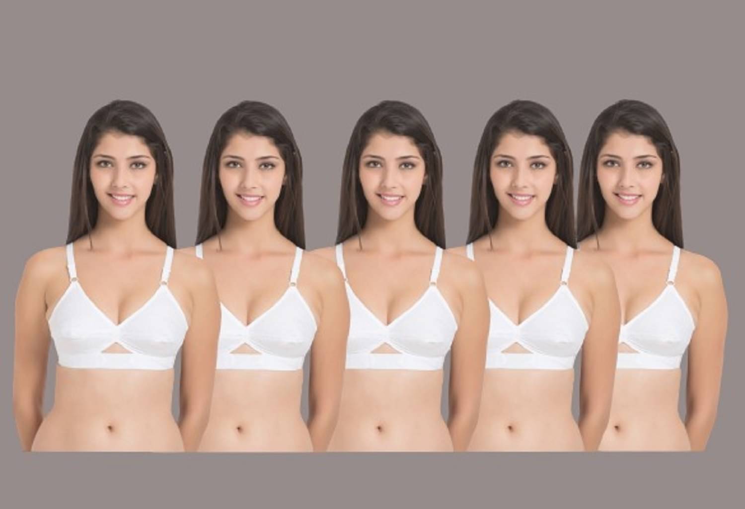     			Desiprime Pack of 5 Cotton Non Padded Women's Everyday Bra ( White )