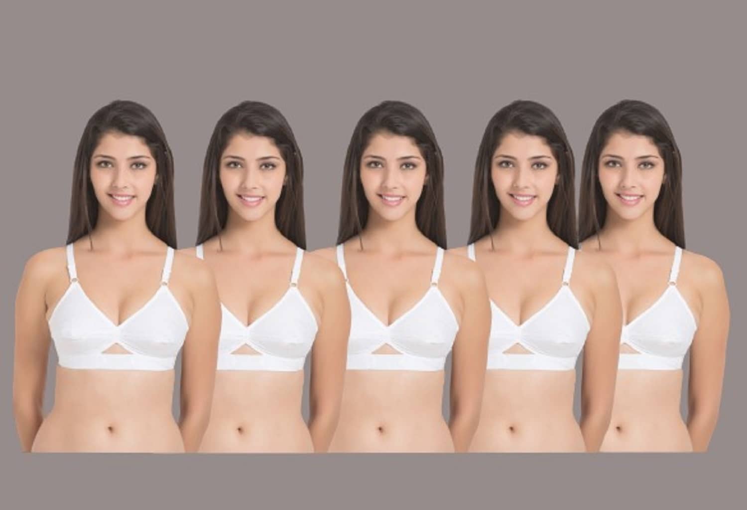 Desiprime Pack of 5 Cotton Non Padded Women's Everyday Bra ( White )