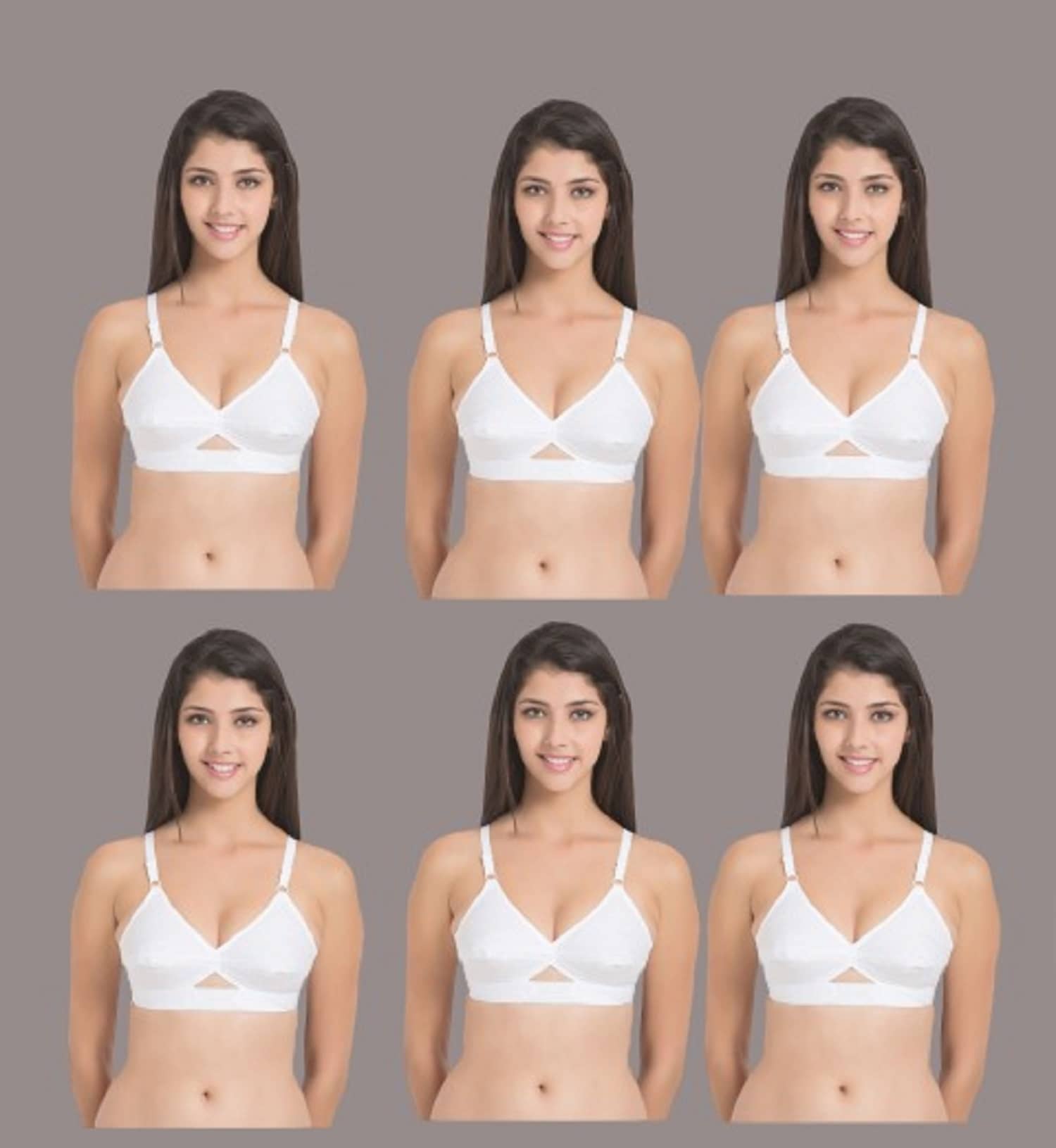 Desiprime Pack of 6 Cotton Non Padded Women's Everyday Bra ( White )