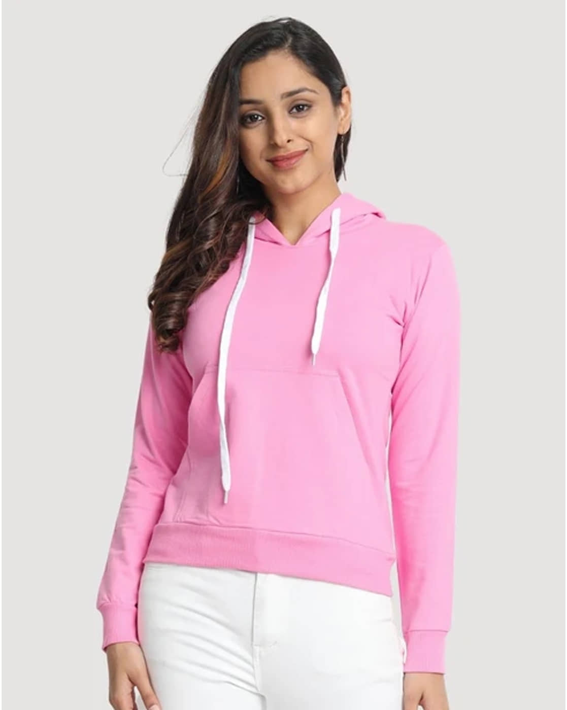 JUNEBERRY Fleece Pink Hooded Sweatshirt