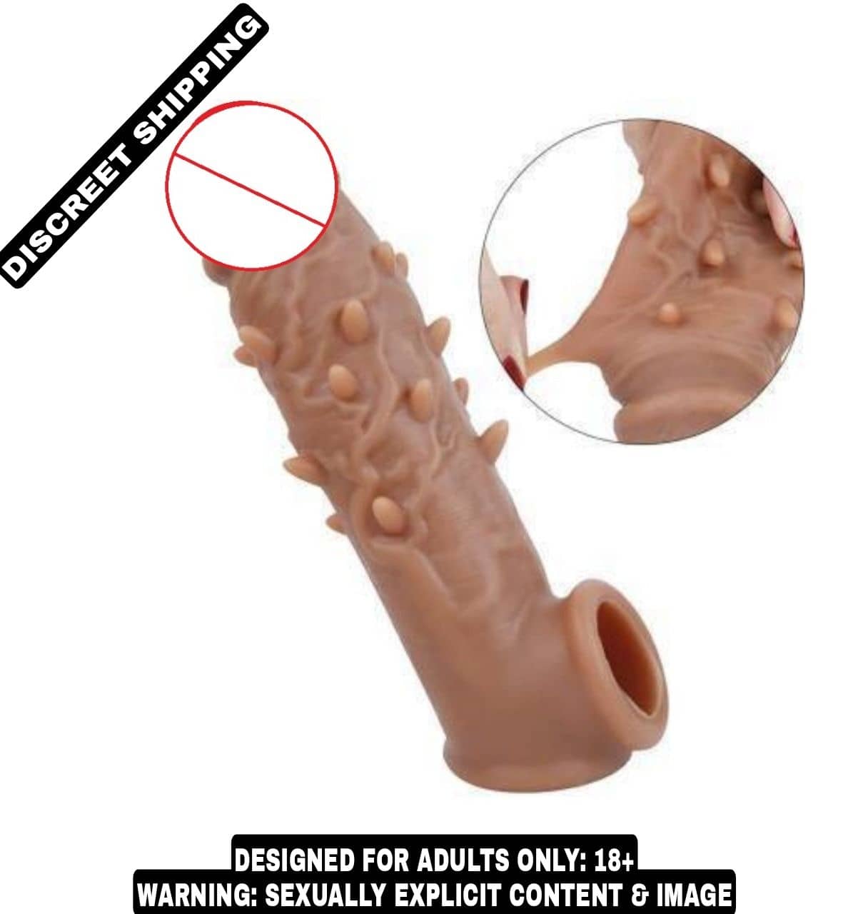 KAMAHOUSE STUDMAN SPIKY 6.75 INCH REUSABLE WASHABLE SILICONE DOUBLE HOLE PENIS SLEEVE