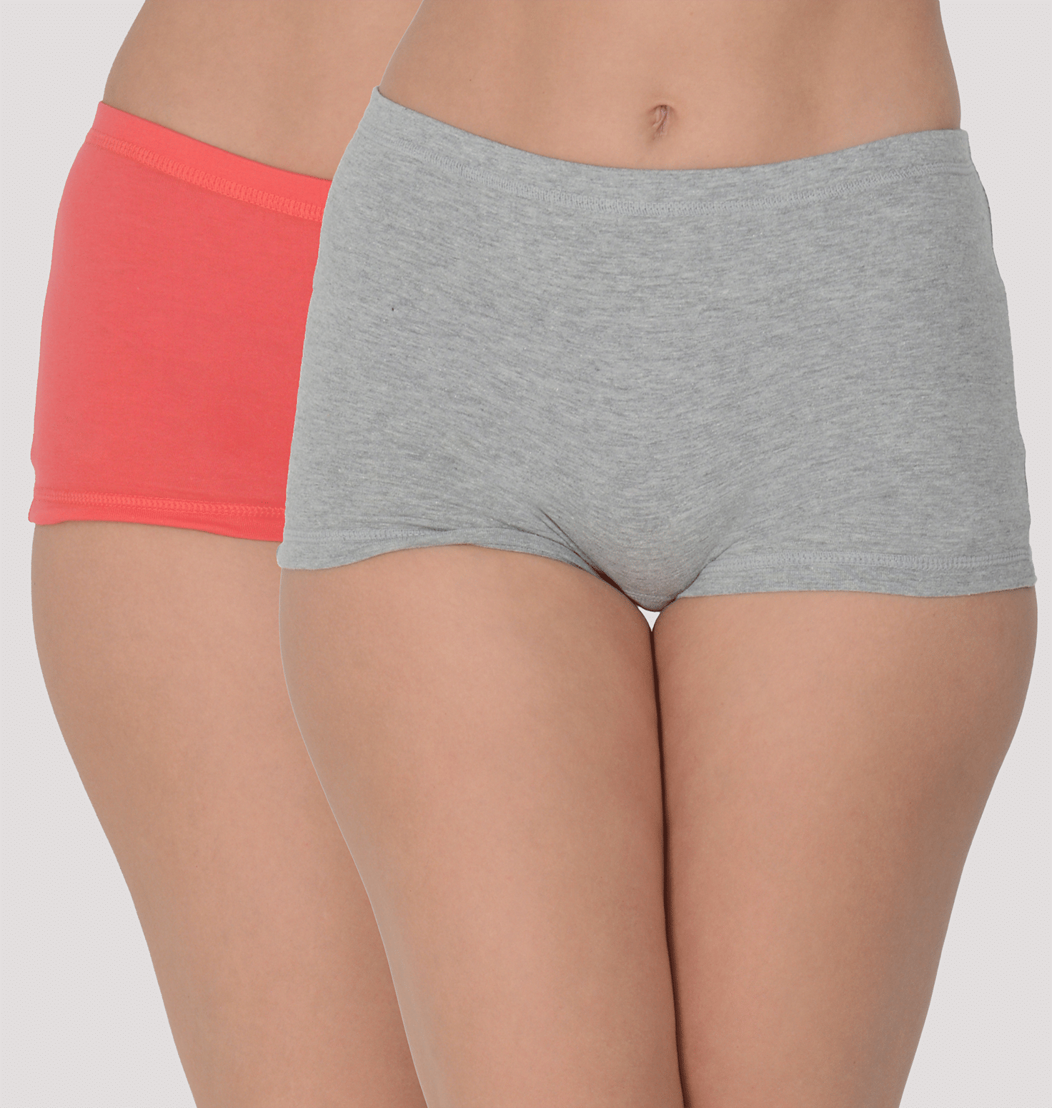     			Leading Lady Pack of 2 Cotton Boy Shorts For Women ( Orange,Grey )