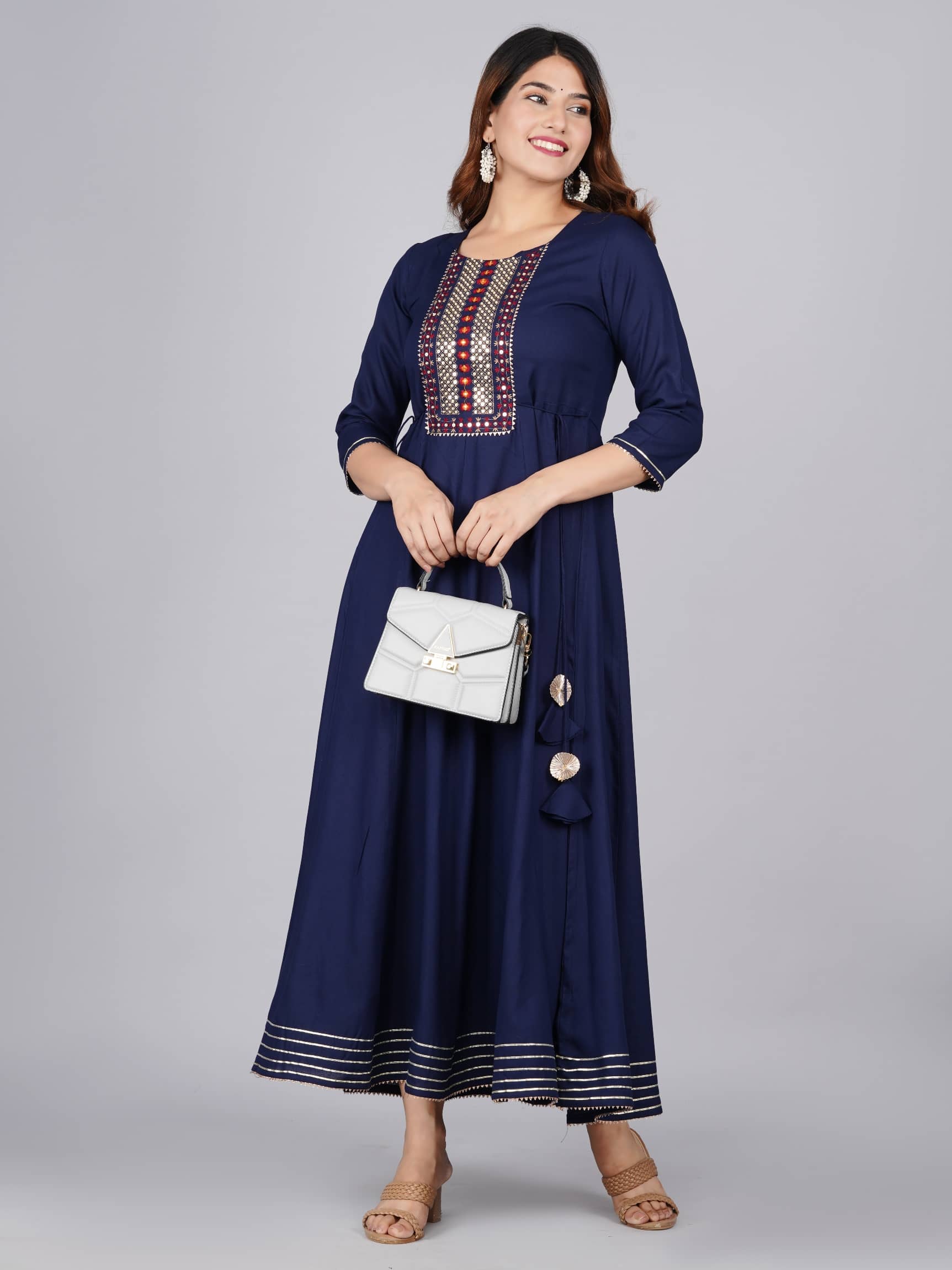 Mishree Collection - Blue Rayon Women's Anarkali Kurti ( Pack of 1 ) - Kurtis, Tunics | Buy online on ZillyBuy