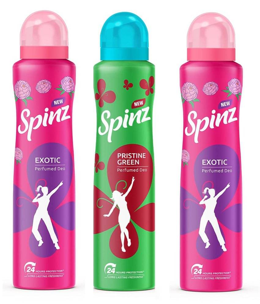     			Spinz - 1 PRISTINE  GREEN 2 EXOTIC Deodorant Spray for Unisex 450 ml ( Pack of 3 )