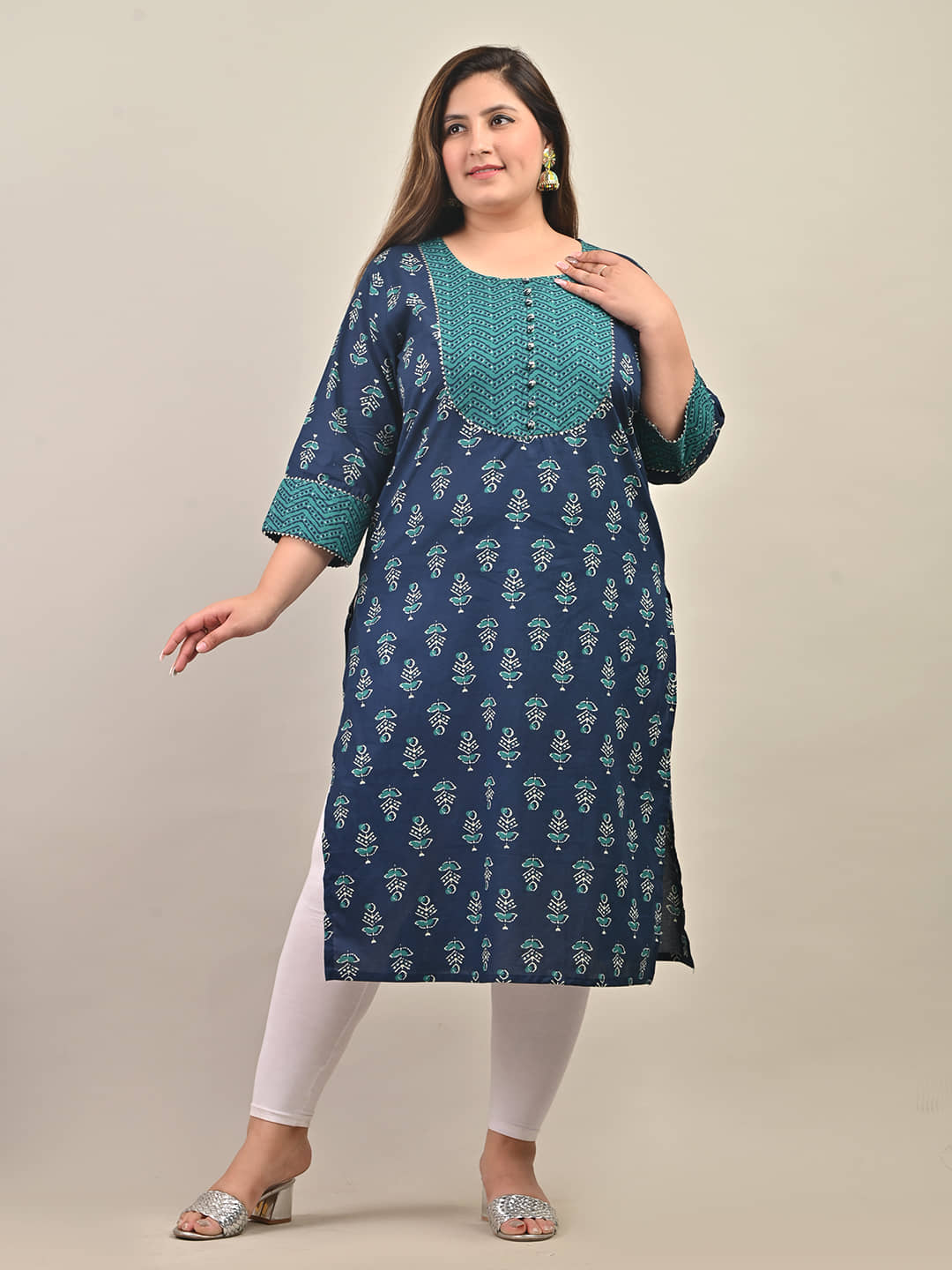 Swasti - Blue Cotton Women's Straight Kurti ( Pack of 1 ) - Kurtis, Tunics | Buy online on ZillyBuy