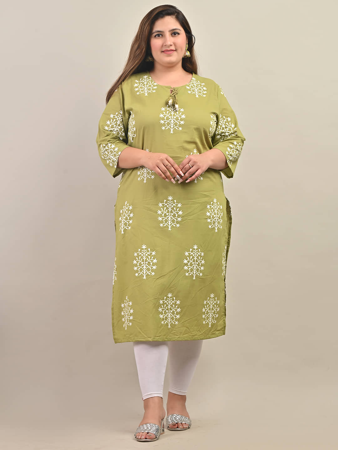 Swasti - Green Cotton Women's Straight Kurti ( Pack of 1 ) - Kurtis, Tunics | Buy online on ZillyBuy