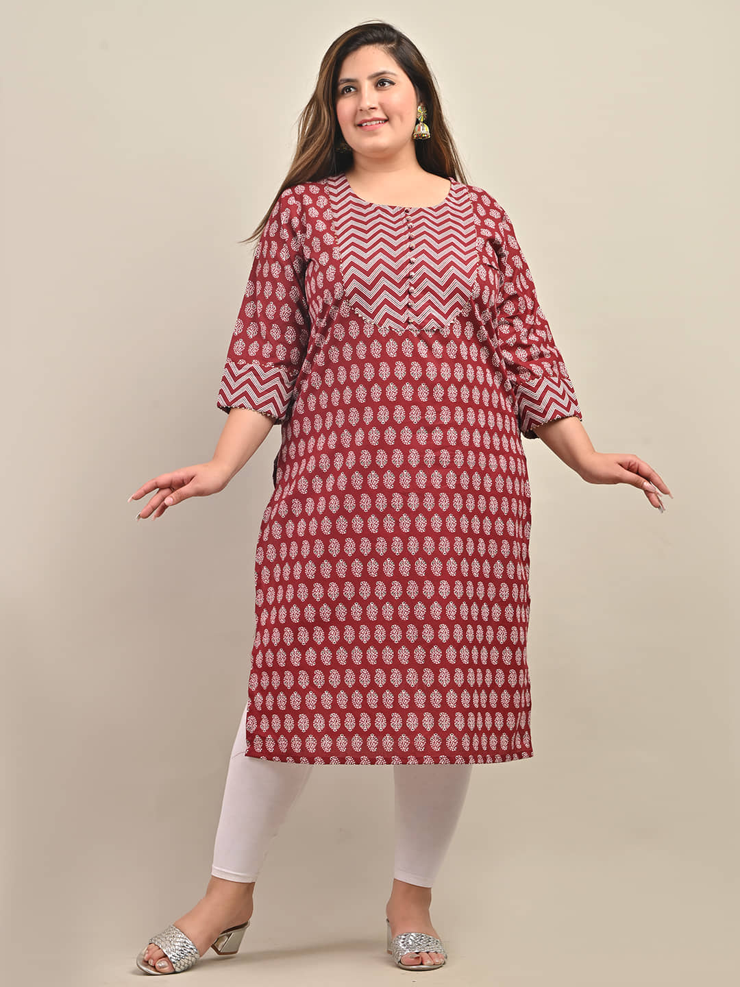 Swasti - Maroon Cotton Women's Straight Kurti ( Pack of 1 ) - Kurtis, Tunics | Buy online on ZillyBuy